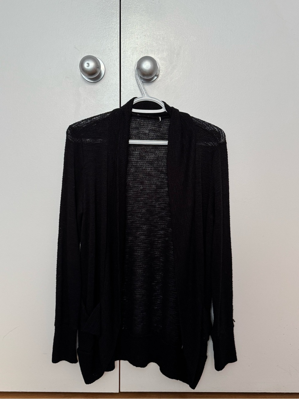 Black Open-Front Women's Cardigan Sweater